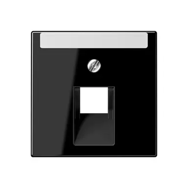 JUNG A 569-1 NA PLUA SW centraalplaat 1-voudig met tekstvenster tbv RJ45 wandcontactdoos A-range zwart glans