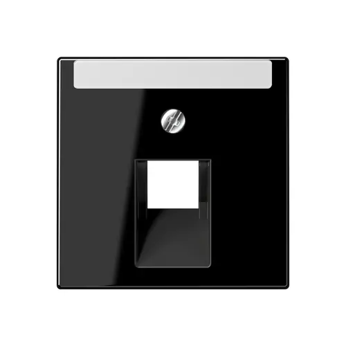 JUNG A 569-1 NA PLUA SW centraalplaat 1-voudig met tekstvenster tbv RJ45 wandcontactdoos A-range zwart glans