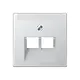 JUNG A 569-2 NA PLUA AL centraalplaat 2-voudig met tekstvenster tbv RJ45 wandcontactdoos A-range aluminium