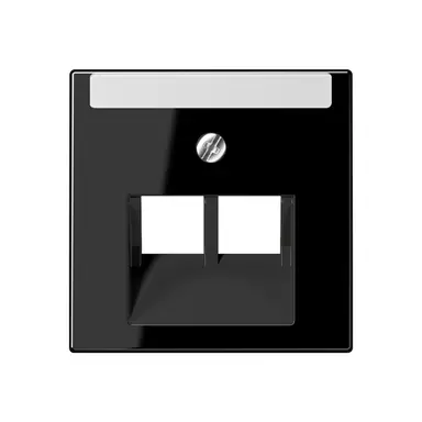 JUNG A 569-2 NA PLUA SW centraalplaat 2-voudig met tekstvenster tbv RJ45 wandcontactdoos A-range zwart glans