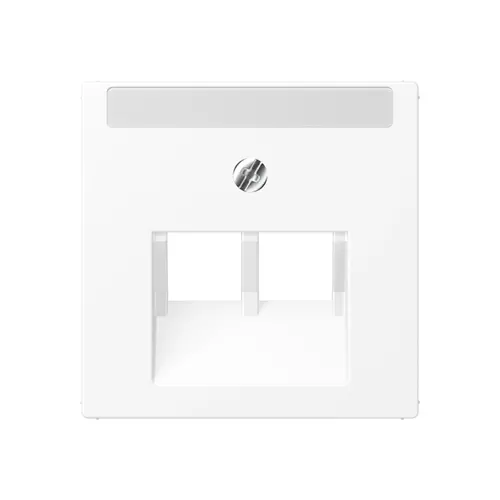 JUNG A 569-2 NA PLUA WWM centraalplaat 2-voudig met tekstvenster tbv RJ45 wandcontactdoos A-range sneeuwwit mat