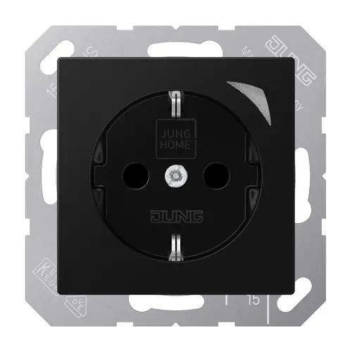 JUNG BT A 1521 SE SWM HOME wandcontactdoos randaarde Energy A-range grafietzwart mat