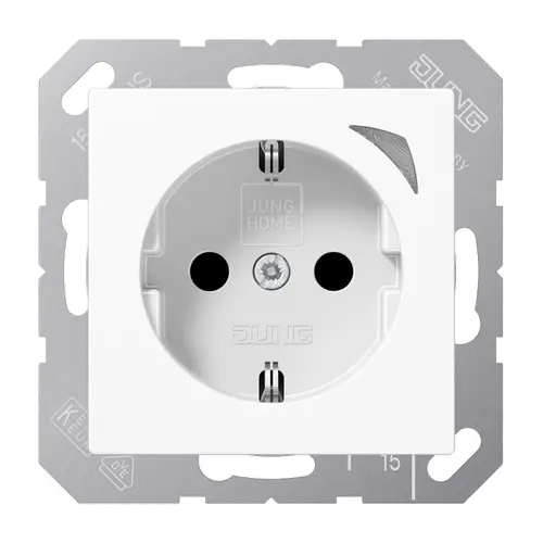 JUNG BT A 1521 SE WW HOME wandcontactdoos randaarde Energy A-range alpine wit