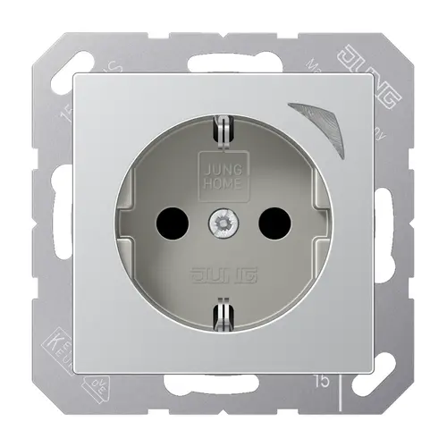 JUNG BT A 1521 S AL HOME wandcontactdoos randaarde A-range aluminium