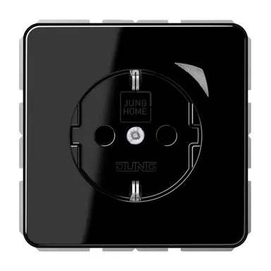 JUNG BT CD 1521 S SW HOME wandcontactdoos randaarde CD500 zwart glans