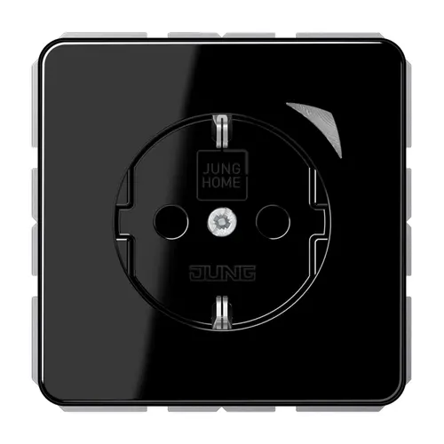 JUNG BT CD 1521 S SW HOME wandcontactdoos randaarde CD500 zwart glans