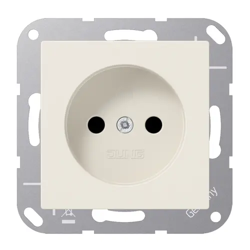 JUNG A 1510 NKI wandcontactdoos zonder randaarde Safety+ A-range creme
