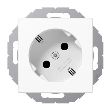 JUNG A 520-45 KI WW wandcontactdoos randaarde 45 graden Safety+ A-range alpine wit