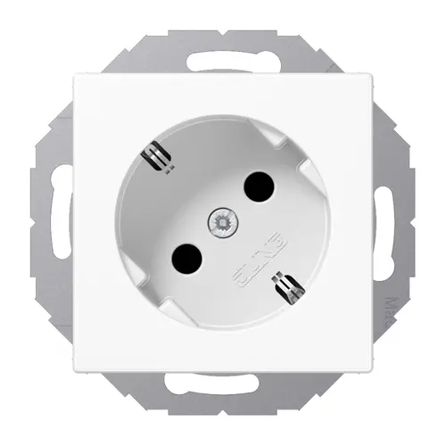 JUNG A 520-45 KI WW wandcontactdoos randaarde 45 graden Safety+ A-range alpine wit