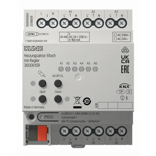 JUNG 360061SR knx verwarmingsactor 6-voudig