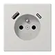 JUNG LS 1520 F-15 CA LG wandcontactdoos penaarde Safety+ met USB type A en C LS990 lichtgrijs
