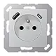 JUNG A 1520 F-15 CA AL wandcontactdoos penaarde Safety+ met USB type A en C A-range aluminium