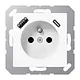 JUNG A 1520 F-15 CA WW wandcontactdoos penaarde Safety+ met USB type A en C A-range alpine wit