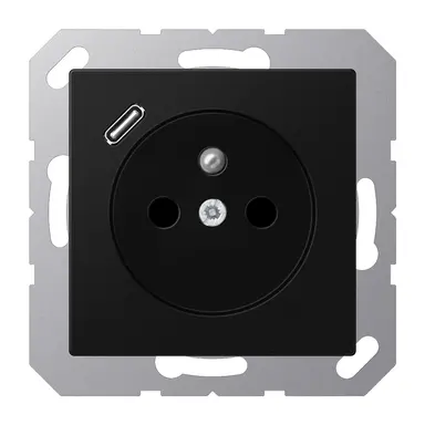 JUNG A 1520 F-18 C SWM wandcontactdoos penaarde Safety+ met USB type C A-range grafietzwart mat