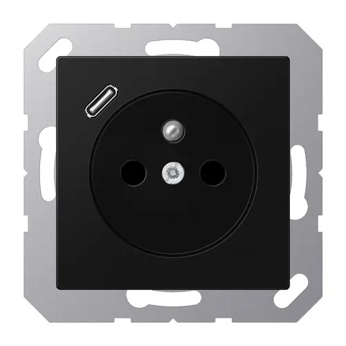 JUNG A 1520 F-18 C SWM wandcontactdoos penaarde Safety+ met USB type C A-range grafietzwart mat