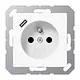 JUNG A 1520 F-18 C WW wandcontactdoos penaarde Safety+ met USB type C A-range alpine wit