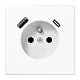 JUNG LS 1520 F-15 CA WW wandcontactdoos penaarde Safety+ met USB type A en C LS990 alpine wit