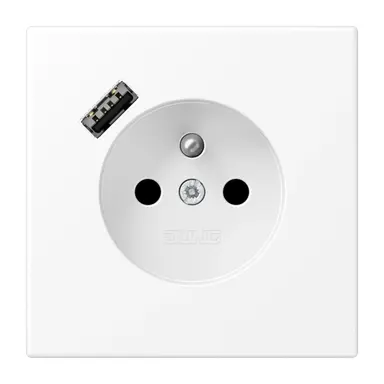 JUNG LS 1520 F-18 A WWM wandcontactdoos penaarde Safety+ met USB type A LS990 sneeuwwit mat