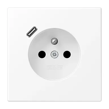 JUNG LS 1520 F-18 C WWM wandcontactdoos penaarde Safety+ met USB type C LS990 sneeuwwit mat