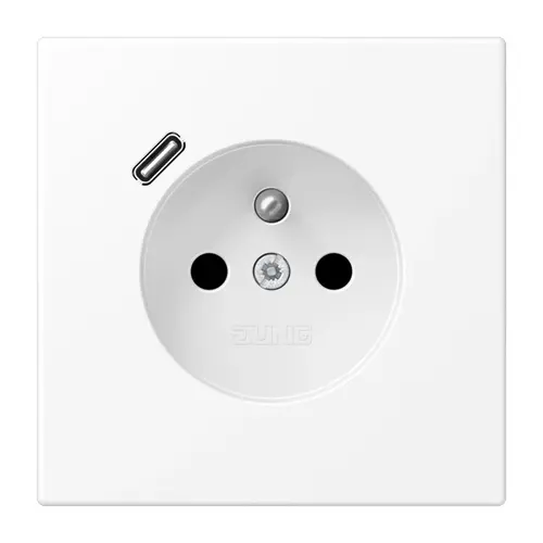 JUNG LS 1520 F-18 C WWM wandcontactdoos penaarde Safety+ met USB type C LS990 sneeuwwit mat