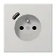 JUNG LS 1520 F-18 A LG wandcontactdoos penaarde Safety+ met USB type A LS990 lichtgrijs