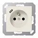 JUNG A 1520 F-18 C wandcontactdoos penaarde Safety+ met USB type C A-range creme