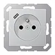 JUNG A 1520 F-18 C AL wandcontactdoos penaarde Safety+ met USB type C A-range aluminium