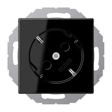 JUNG A 520-45 KI SW wandcontactdoos randaarde 45 graden Safety+ A-range zwart glans