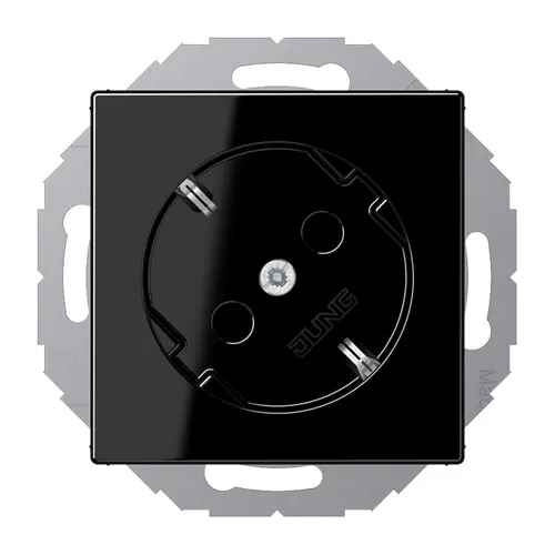 JUNG A 520-45 KI SW wandcontactdoos randaarde 45 graden Safety+ A-range zwart glans