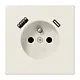 JUNG LS 1520 F-15 CA wandcontactdoos penaarde Safety+ met USB type A en C LS990 creme