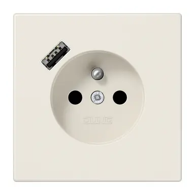 JUNG LS 1520 F-18 A wandcontactdoos penaarde Safety+ met USB type A LS990 creme