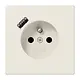 JUNG LS 1520 F-18 A wandcontactdoos penaarde Safety+ met USB type A LS990 creme