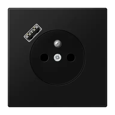 JUNG LS 1520 F-18 A SWM wandcontactdoos penaarde Safety+ met USB type A LS990 grafietzwart mat