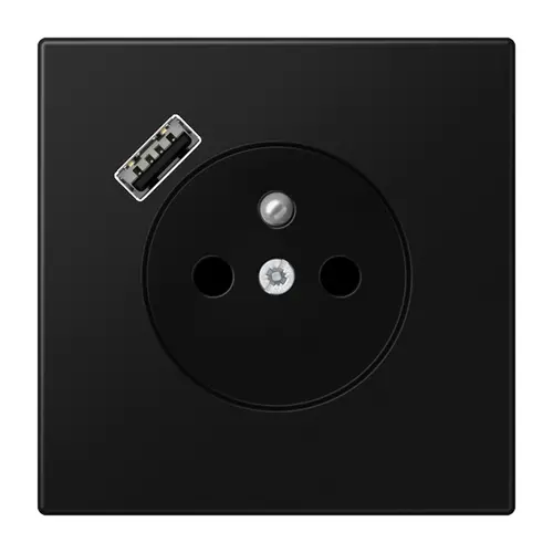 JUNG LS 1520 F-18 A SWM wandcontactdoos penaarde Safety+ met USB type A LS990 grafietzwart mat