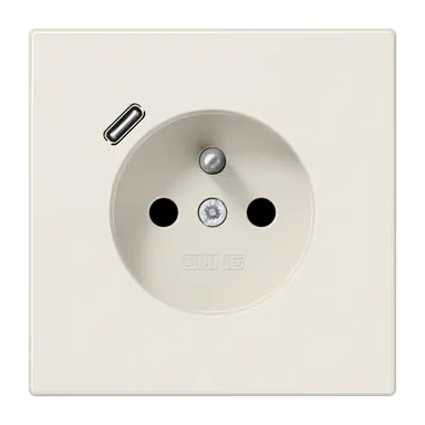JUNG LS 1520 F-18 C wandcontactdoos penaarde Safety+ met USB type C LS990 creme