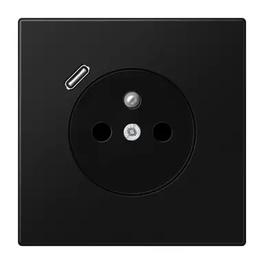 JUNG LS 1520 F-18 C SWM wandcontactdoos penaarde Safety+ met USB type C LS990 grafietzwart mat