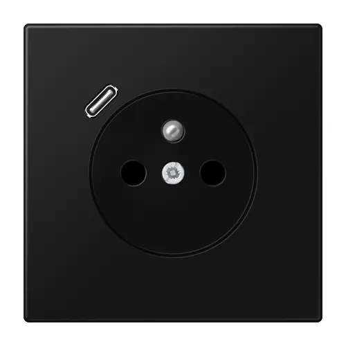 JUNG LS 1520 F-18 C SWM wandcontactdoos penaarde Safety+ met USB type C LS990 grafietzwart mat