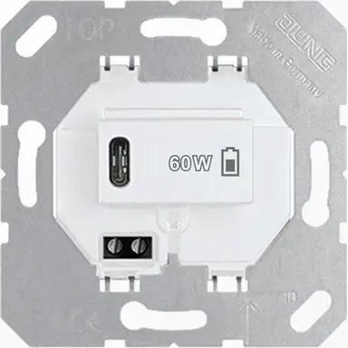 JUNG USB PD60 C WW USB-lader type C met snellaadfunctie Power Delivery 60 Watt wit