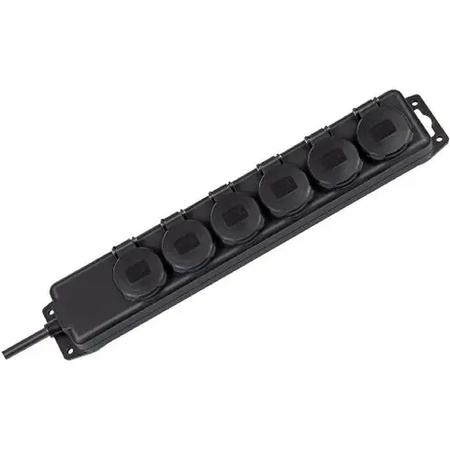 Brennenstuhl 1159970 stekkerdoos RA 6-voudig met klapdeksel 2 meter IP44 zwart