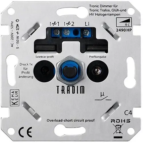 Tradim 2490HP universele LED-dimmer met 8 profielen