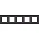 Niko 224-76005 afdekraam 5-voudig Pure alu black brushed