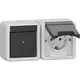 Gira 417730 combinatie schakelaar en wandcontactdoos randaarde klapdeksel horizontaal opbouw IP44