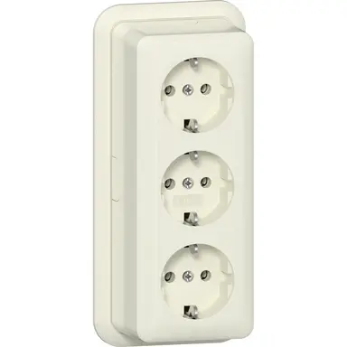 Gira 478910 wandcontactdoos randaarde 3-voudig opbouw creme