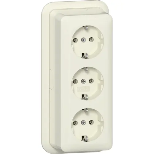 Gira 478910 wandcontactdoos randaarde 3-voudig opbouw creme