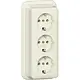 Gira 478910 wandcontactdoos randaarde 3-voudig opbouw creme