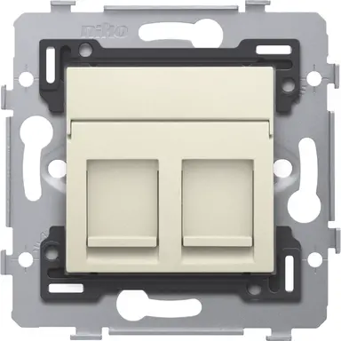 Niko 100-79256 2x RJ45-aansluitingen STP Cat 5E klaar voor PoE++ met schroefbevestiging en afwerkinggset cream