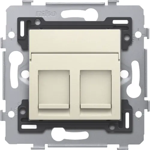 Niko 100-79256 2x RJ45-aansluitingen STP Cat 5E klaar voor PoE++ met schroefbevestiging en afwerkinggset cream