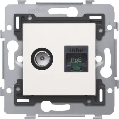 Niko 101-79138 smart TV contactdoos COAX en UTP CAT5E PoE-geschikt white
