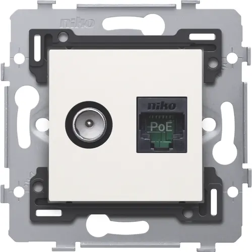 Niko 101-79138 smart TV contactdoos COAX en UTP CAT5E PoE-geschikt white