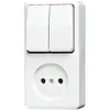 JUNG 645 A WW opbouw combinatie serieschakelaar/wandcontactdoos zonder randaarde AP600 alpine wit